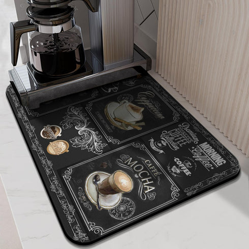 Kuyig Home Countertop Counter 24inx18in Coffee Bar Mat Accessories for Super Absorbent Anti-Slip Silicone Flower Dish