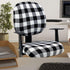 Black White Plaid Office Chair Slipcovers, Christmas Stretch Protector, Spandex Washable Chair Cover, Decorative Fabric