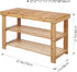 PUPL 3 11.2inchD 27.5inchW 17.9inchH Tier Bamboo Shoe Bench, Entryway Bench Shoe Rack Organizer for Bedroom Living Room