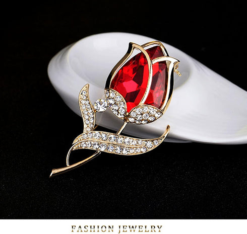 Preserved Red Rose Gift Box, Enchanted Real Rose with Ruby Brooch, Handmade Forever Red Rose Gift