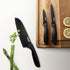 hecef Black Kitchen Knife Set of 3 - Sharp Stainless Steel Blades with Lightweight Handles, Non-Stick Coating