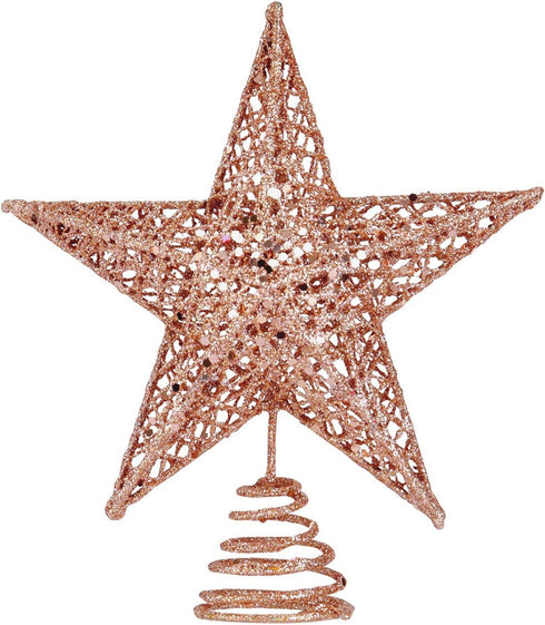 BinaryABC Christmas Tree Topper Star, Glittering Christmas Tree Decoration Ornaments, 20cm (Rose Gold)
