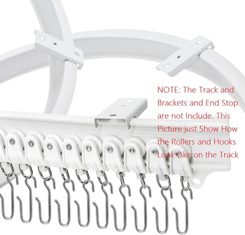 Accessories Kit for Flexible Bendable Curved Ceiling/Side Wall Curtain Track Hardware Set (10Pcs Roller Hooks) by VRSS