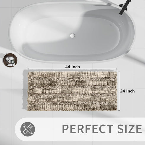Yimobra Bathroom Rug Mat, Extra Thick Super Absorbent Bath Rugs, Non-Slip Quick Dry Soft Shower Carpet (Camel, 44" x