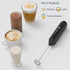 Powerful Handheld Milk Frother, Mini Whisk Drink Mixer for Coffee, Cappuccino, Latte, with Stand (Black)