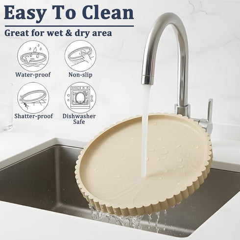 Countertop 9 inch) HighHerz Silicone Bathroom and Vanity Tray, Round Silicone Bathroom Tray, Modern Bathroom Decor