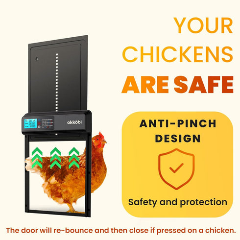 (3X Anti-Pinch 11" 9.4" Automatic Chicken Coop Door Coop Door Lite Battery Powered AA Included) Timer & Manual Modes