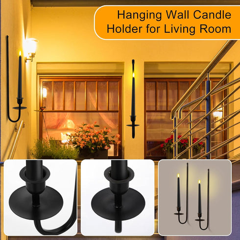 9.6" 16.5" Set Stairway(Dark,2 Set) Tessco for you Metal Wall Mount Candle Sconces with LED Flameless Taper Candles
