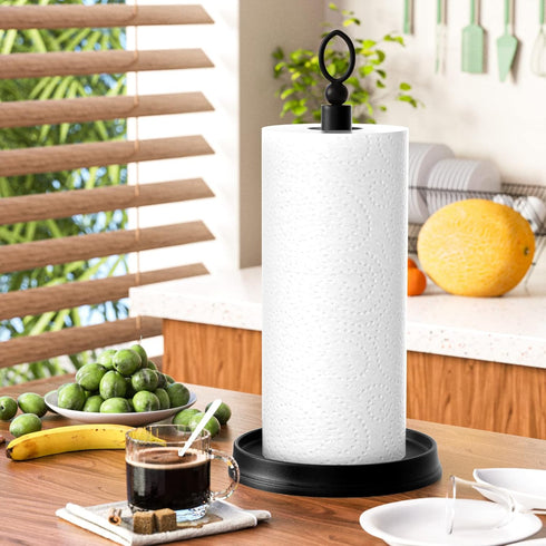 Heavy Weighted Base Paper Towel Holder for Countertop, Steel Stand for Kitchen, Bars & Dining Tables