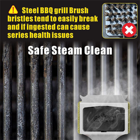 GRILLART Grill Brush Bristle Free, Replaceable BBQ Cleaning Head (No Handle), Safe Replacement Cleaning Pad for Cast