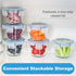 Iyulania Set 6 7 oz of Small Glass Storage Containers, Food Containers with No-Spill Lids, Thick Glass Jars for Meal
