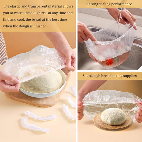 120PCS Reusable Bowl Covers, Elastic Plastic Covers for Bread Proofing, Sourdough Rising, Baking Supplies