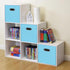 Black Foldable Storage Cubes Bins, Fabric Organizer Baskets with Dual Handles for Home Organization, Set of 3 (Blue)