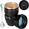 Camera Lens Coffee Mug, Stainless Steel Travel Cup with Lid and Spoon, Cool Gift for Photographers