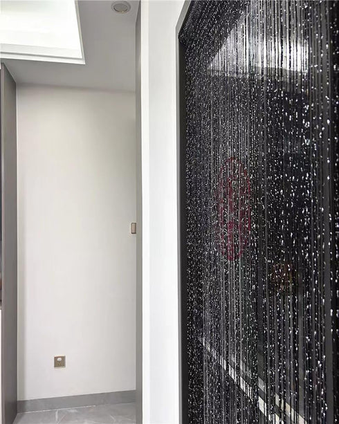 ave split Decorative Door String Curtain, Wall Panel Fringe Window Drapes, Room Divider Blind, Black 100cm*200cm
