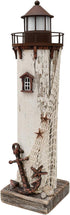 Attraction Design Wooden Lighthouse Decor with Light, Decorative Nautical Lighthouse Nightlight Rustic Ocean Sea