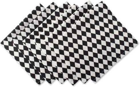 DII Halloween Tabletop Napkin Set, Harlequin Collection, Black and Cream, 6 Piece