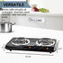 OVENTE Electric Countertop Double Burner, 1700W Cooktop with Stainless Steel Coil Hot Plates, Black