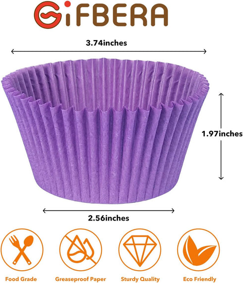 Gifbera Bright Rainbow Jumbo Cupcake Liners, 400-Count Large Colorful Paper Baking Cups