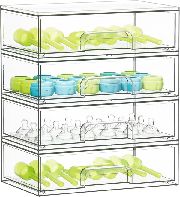 SpaceAid Bottle Storage Organizer Baby - Acrylic Bottles Station Organizer Container, Stackable