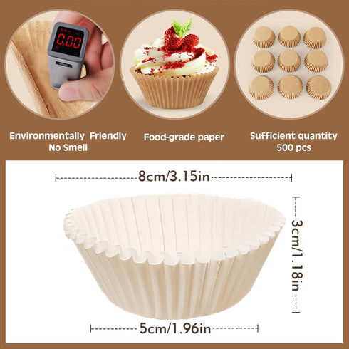 500pcs Standard white cupcake liners for baking,food grade cupcake wrappers,non-stick, greaseproof parchment muffin liners,by Bake Choice (500PCS White) by AiQiaoXin