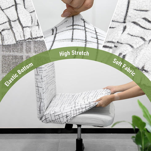 Armless 02 FUANGUI Criss Cross Chair Cover, Stretch Mid Back Wide Accent Chair Slipcover, Exquisite Vanity Chair Cover