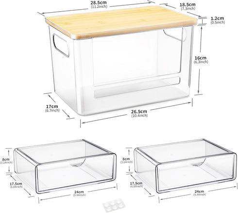 3Pcs Extra Large Laundry Room Organization and Storage, Stackable Storage Drawers, Trash Bag Holder Under Sink, Garbage