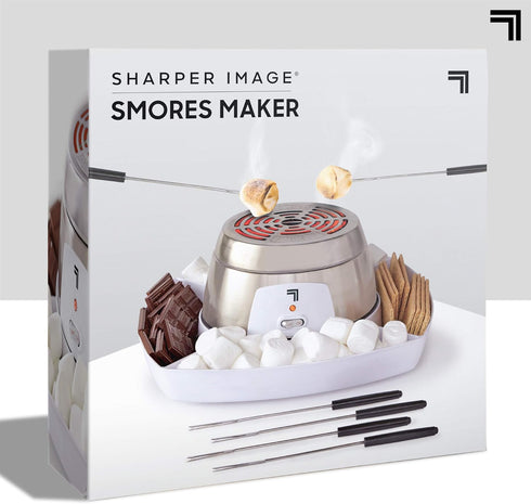 SHARPER IMAGE Electric Tabletop S'mores Maker, 6-Piece Set with 4 Skewers & 4 Serving Compartments