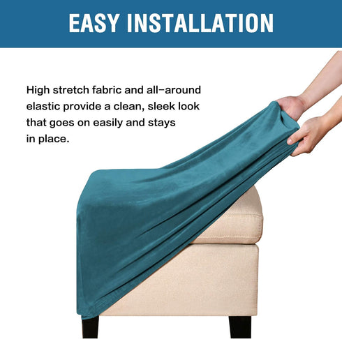Velvet Square Ottoman Covers Slipcover Square Footstool Protector Covers Storage Stool Ottoman Covers Stretch