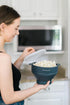 The Silicone Kitchen Collapsible Microwave Popcorn Maker Bowl, Non-Toxic, Dishwasher Safe, Dark Blue.