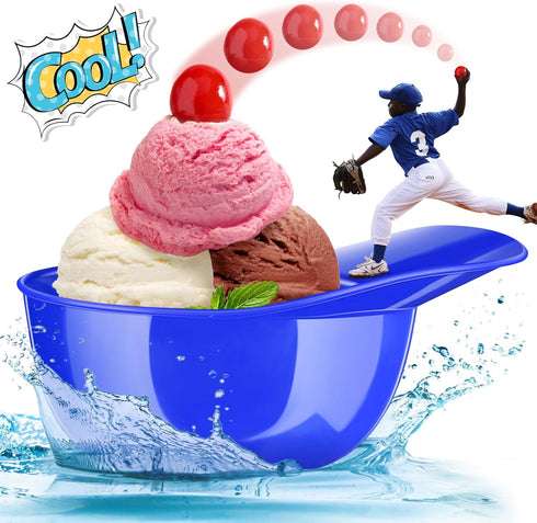 Baseball Helmet Ice Cream Snack Bowl, 8 oz Mini Baseball Cap Bowls for Kids Party (Dark Blue, 18 Pack)