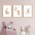 Set 3, 12x16 inch Framed Teddy Bear Wall Art Nursery Decor of Bear Sleeping on The Moon and Stars Pictures Canvas