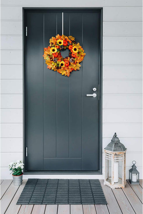 Hotop 15 Inch Wreath Hangers for Front Door - Steel Over The Door Hooks for Christmas and Halloween Decoration (White,