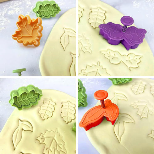 Cake Leaves Baking Pie Crust Cutters, Set of 4, Random Color