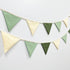 2 Sets 24Pcs Summer of Sage Green Pennant Banner Nursery Garland Flags Olive Green Fabric Linen Triangle Streamers