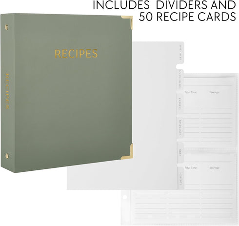 Aesthetic Recipe Binder with Waterproof Cover, Quality Blank Cookbook Binder to Organize Your Recipes