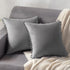 DEZENE Decorative Pillow Cases, 24x24 Light-Grey, 2 Pack Cozy Soft Pom-poms Velvet Square Throw Pillow Covers