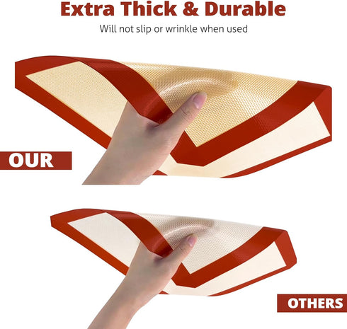 Silicone Baking Mats, 3 Pack Non-Stick Mats for Baking, Easy Clean & Reusable Oven Baking Sheet