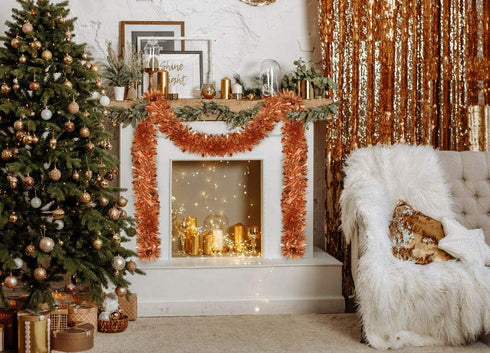 Valentine's Day Decorations - Rose Gold Tinsel Garland Metallic Streamers for Indoor and Outdoor Celebrations