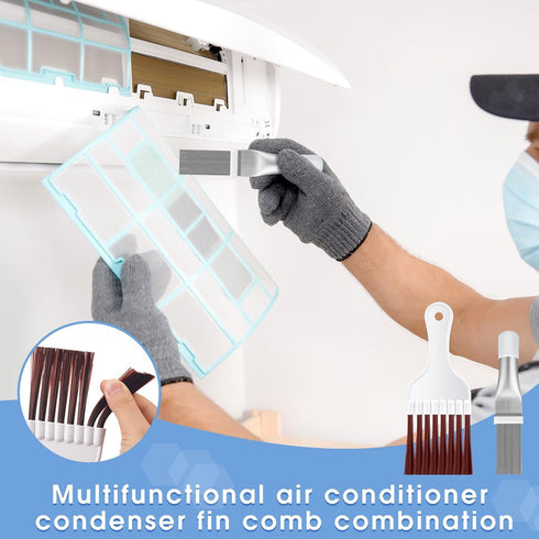 Boao 3 Pieces Air Conditioner Fin Cleaning Brush - Stainless Steel Cleaner & Refrigerator Coil Whisk