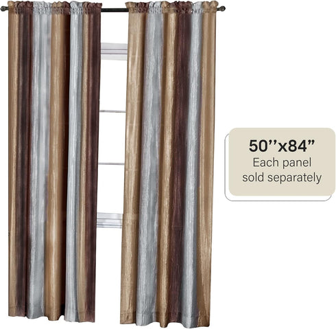 Ombre Panel Light Filtering Semi-Sheer Window Curtain - 84 Inch Length, 50 Inch Width - Chocolate Light Filtering Soft
