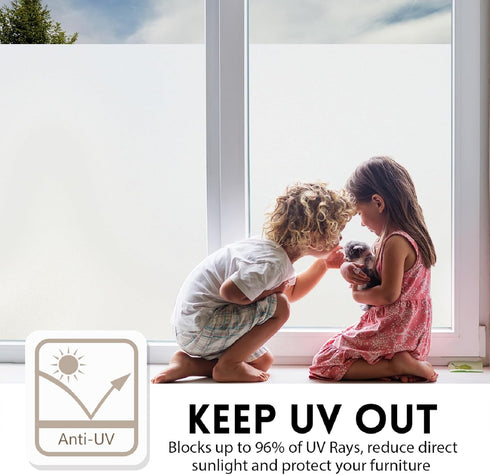 KESPEN Frosted Window Privacy Film, White Matte Heat Control UV Sun Blocking Static Cling Decals for Bathroom Home