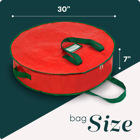 Handy Laundry Christmas Wreath Storage Bag - 2-PACK - Durable Tarp Material with Zipper and Sturdy Carry Handle (30")