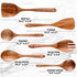 Wooden Spoon Sets - 6-Pcs Cooking Utensils - Smooth Finish Teak Wooden Spoons for Cooking - Non-Stick Wooden Utensils