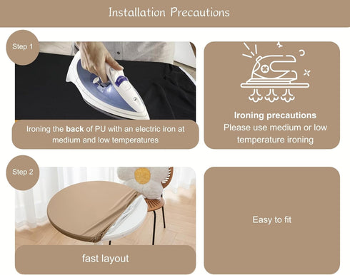 24 Inch Coffee,24"Dia) Round Fitted PU Tablecloth with High Elastic Edge Dia Waterproof Oil Proof Table Cloth