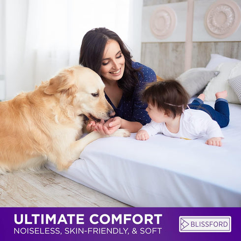 BLISSFORD Heavy Duty Plastic Mattress Protector, Twin Size Fitted Vinyl, 100% Waterproof