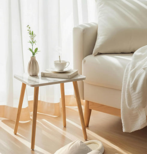 FORAOFUR Small End Table, Side Table Accent Table Living Room Bedroom Balcony Office, Modern Bedside Table Home Decor