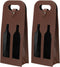 PATIKIL 2 Bottle Wine Gift Bag, Reusable Leather Wine Tote Carrier, 2 Pack for Picnic Party Wedding, Brown-2