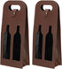 PATIKIL 2 Bottle Wine Gift Bag, Reusable Leather Wine Tote Carrier, 2 Pack for Picnic Party Wedding, Brown-2