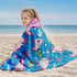 35" 60" 3-10 Swimming Axolotl Hooded Beach Towel for Boy, x Ocean Design Kids Poncho Bath Towel for Toddler, Blue